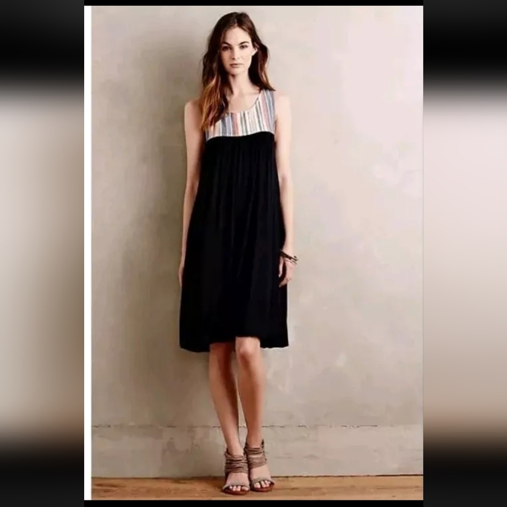 Anthropologie PORRIDGE Cayucos Navy Blue Knit Bubble Hem Dress Pullover L Large